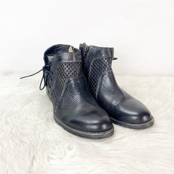 BED|STU Shoes - Roan by Bed Stu 6.5 Womens Black Leather Antonia Side Tie Ankle Booties